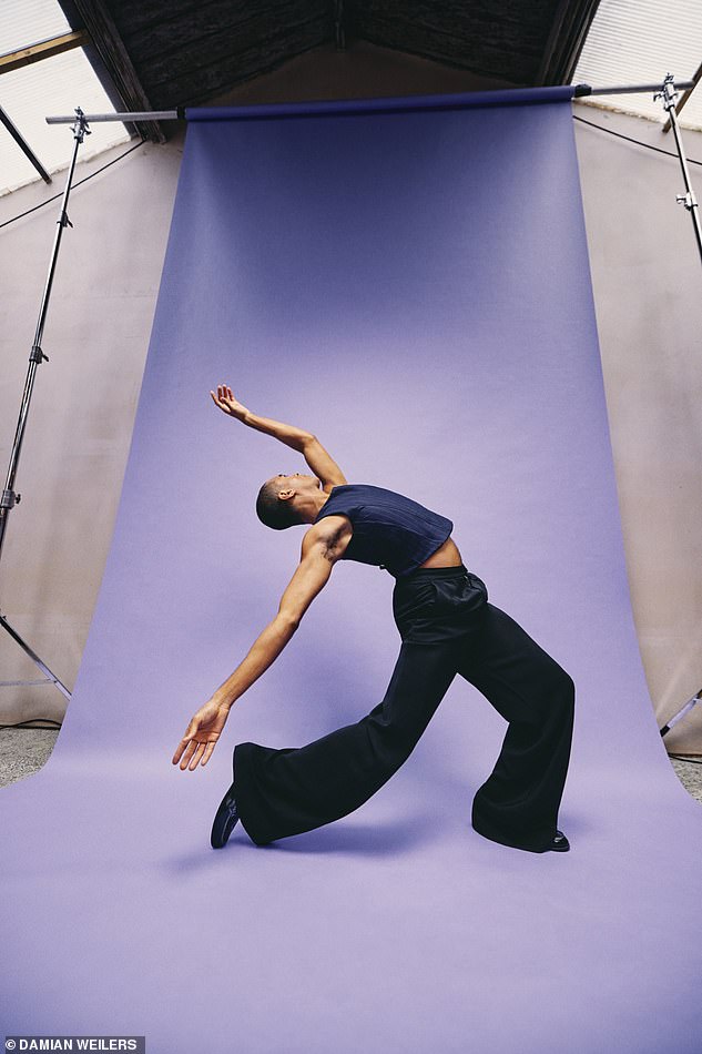 As the first person of colour to act the role of Billy Elliot in the West End musical, Layton always felt like he had to work hard. Top and trousers, Daniel W Fletcher. Shoes, Christian Louboutin